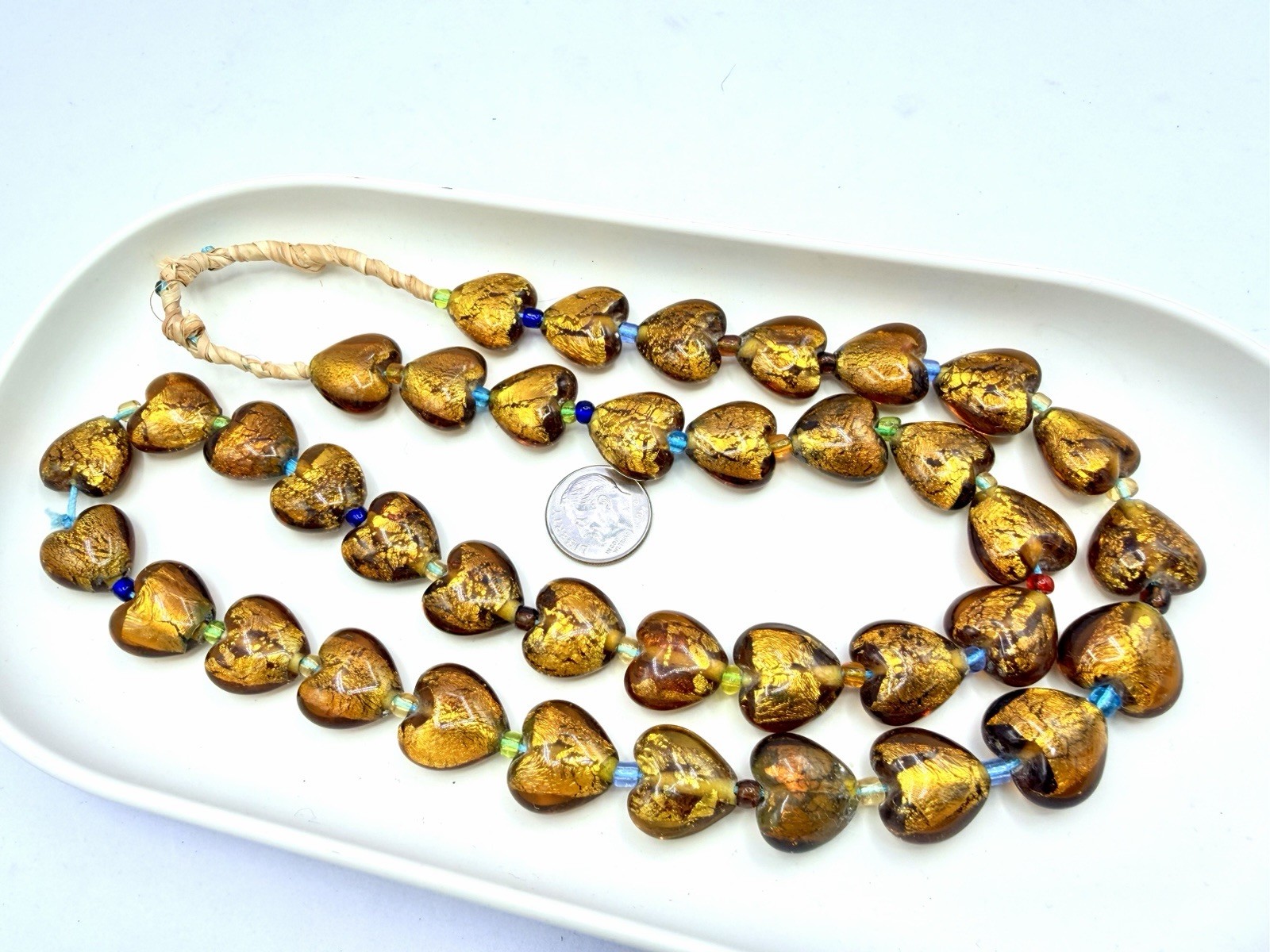 38 Pcs Brown Amber Glass Foiled Puffed Heart Beads 16mm Artisan Jewelry Making