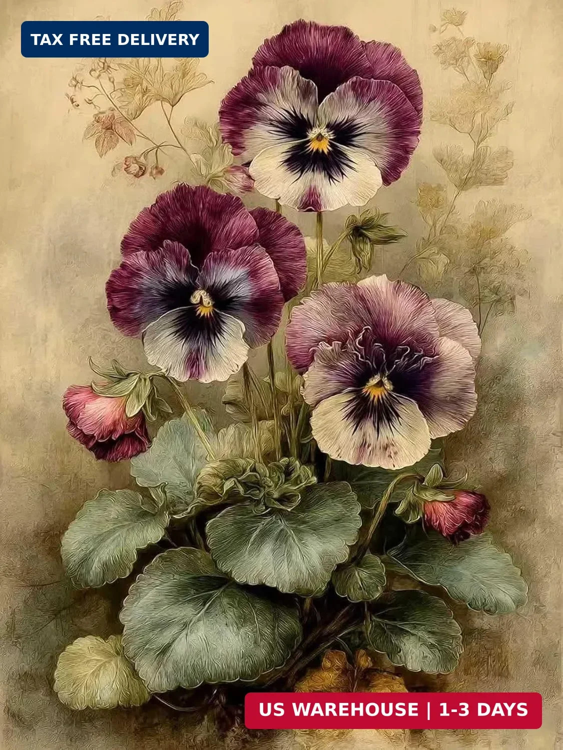 Paint by Numbers Kit for Adults Beginner,Pansies Adult Paint by Number Kits on