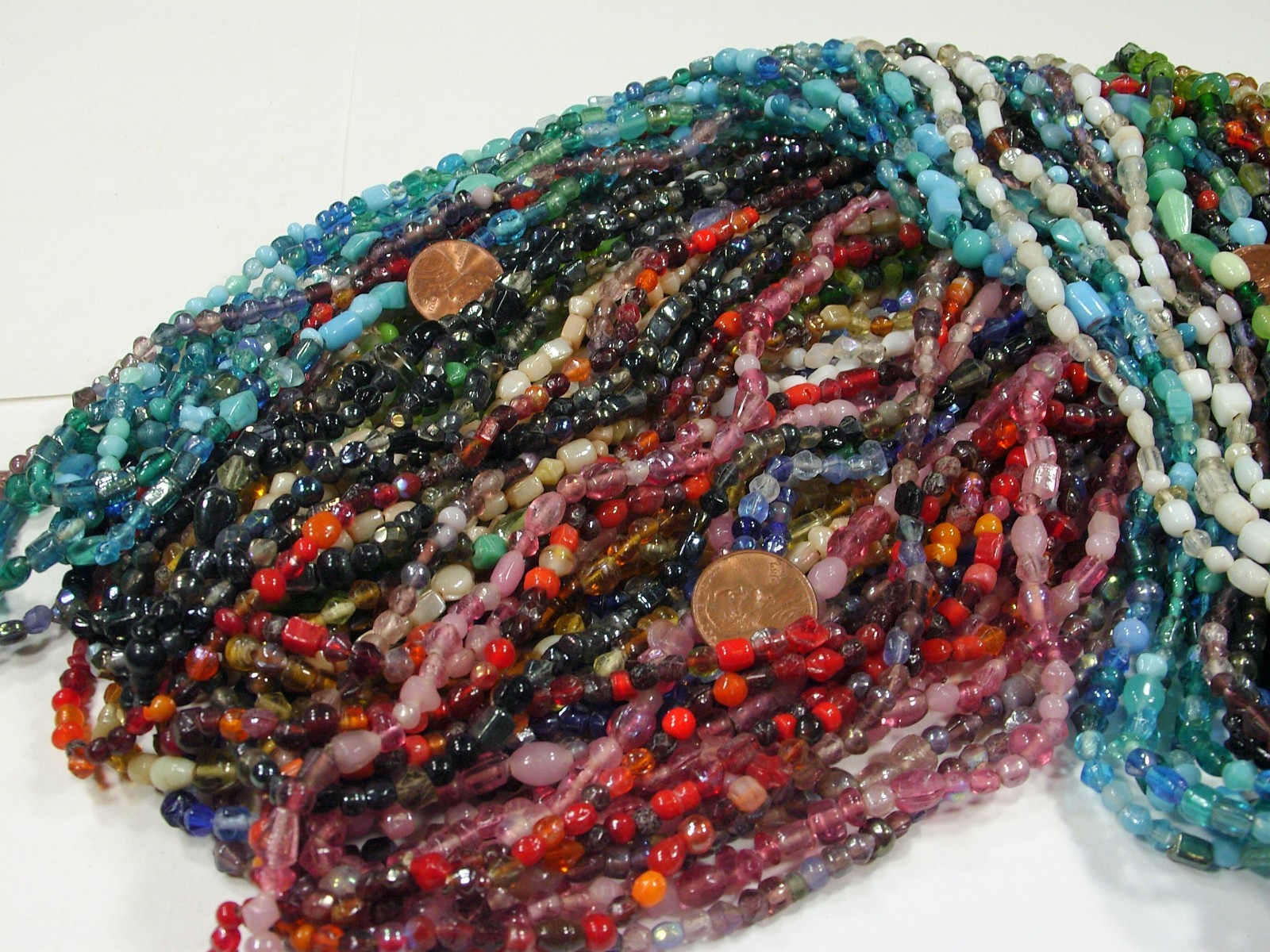 2 Pounds Assorted Colors India Handmade Glass Spacer Beads Bulk Lot (QKP-11) ⭐