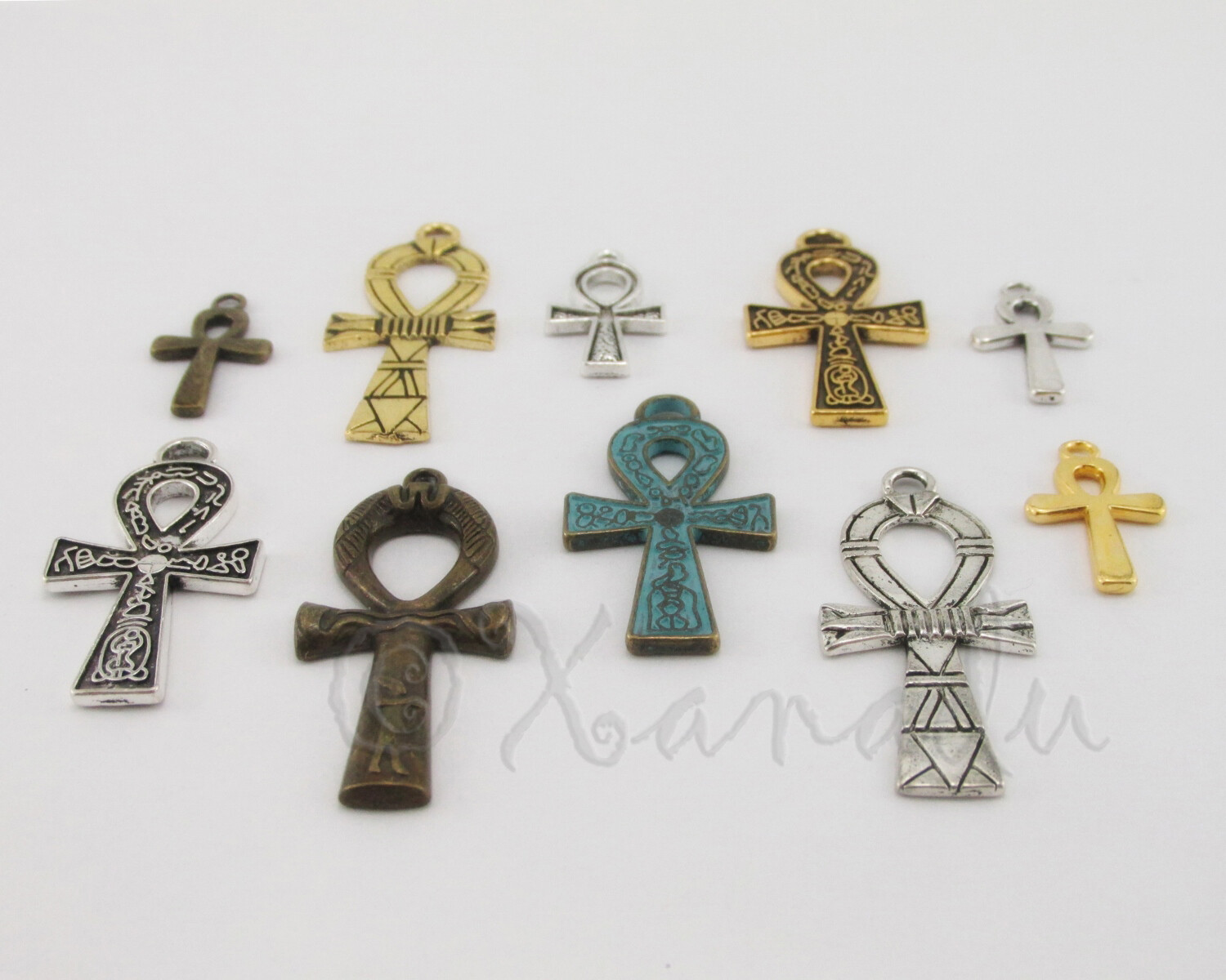 Egyptian Ankh Cross Charms Set 10PC Egypt Pendant Mix CM052024 – 10, 20 Or 50PCs