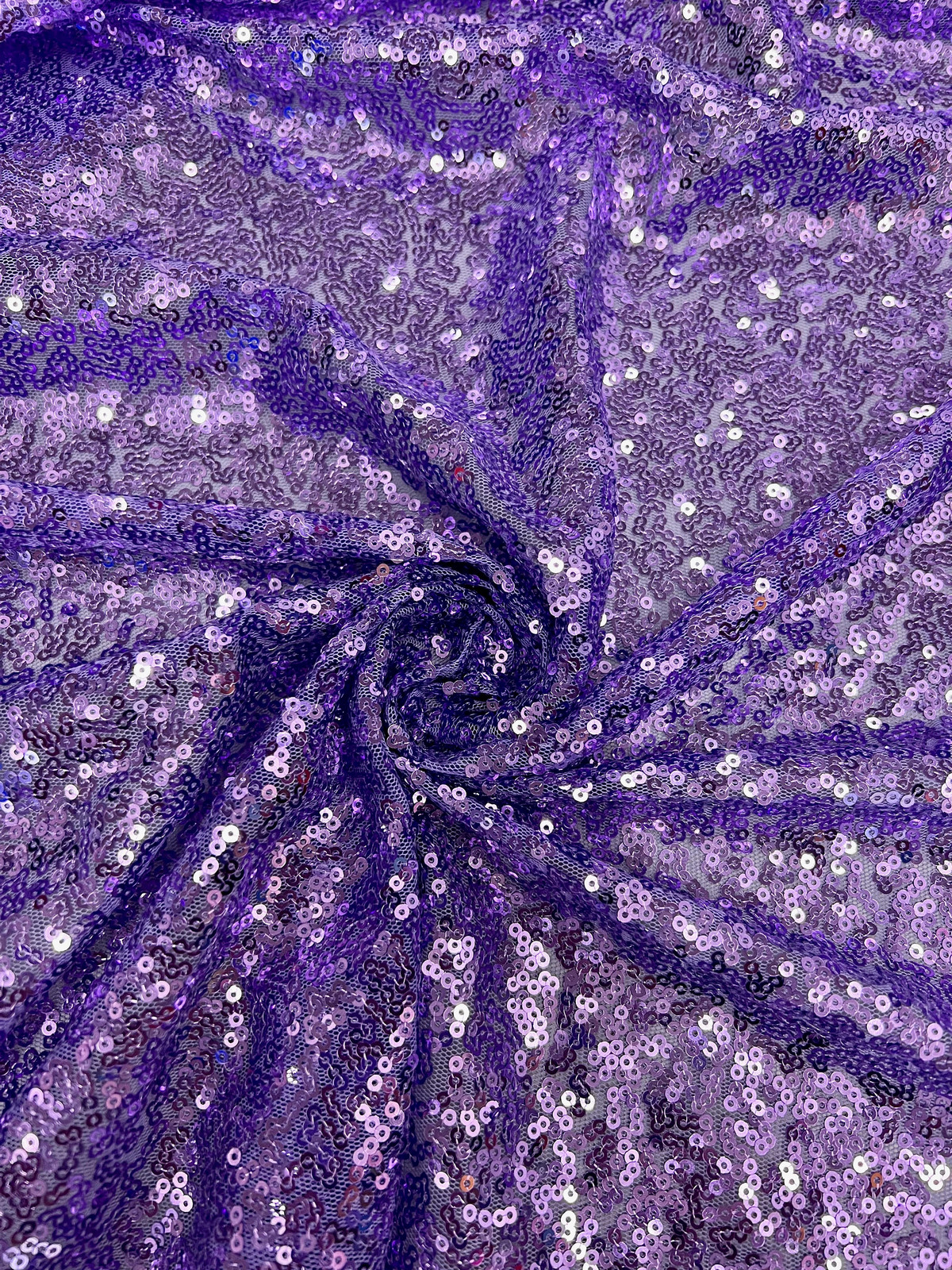 Leila LAVENDER Sequins on Mesh Fabric by the Yard – 10050