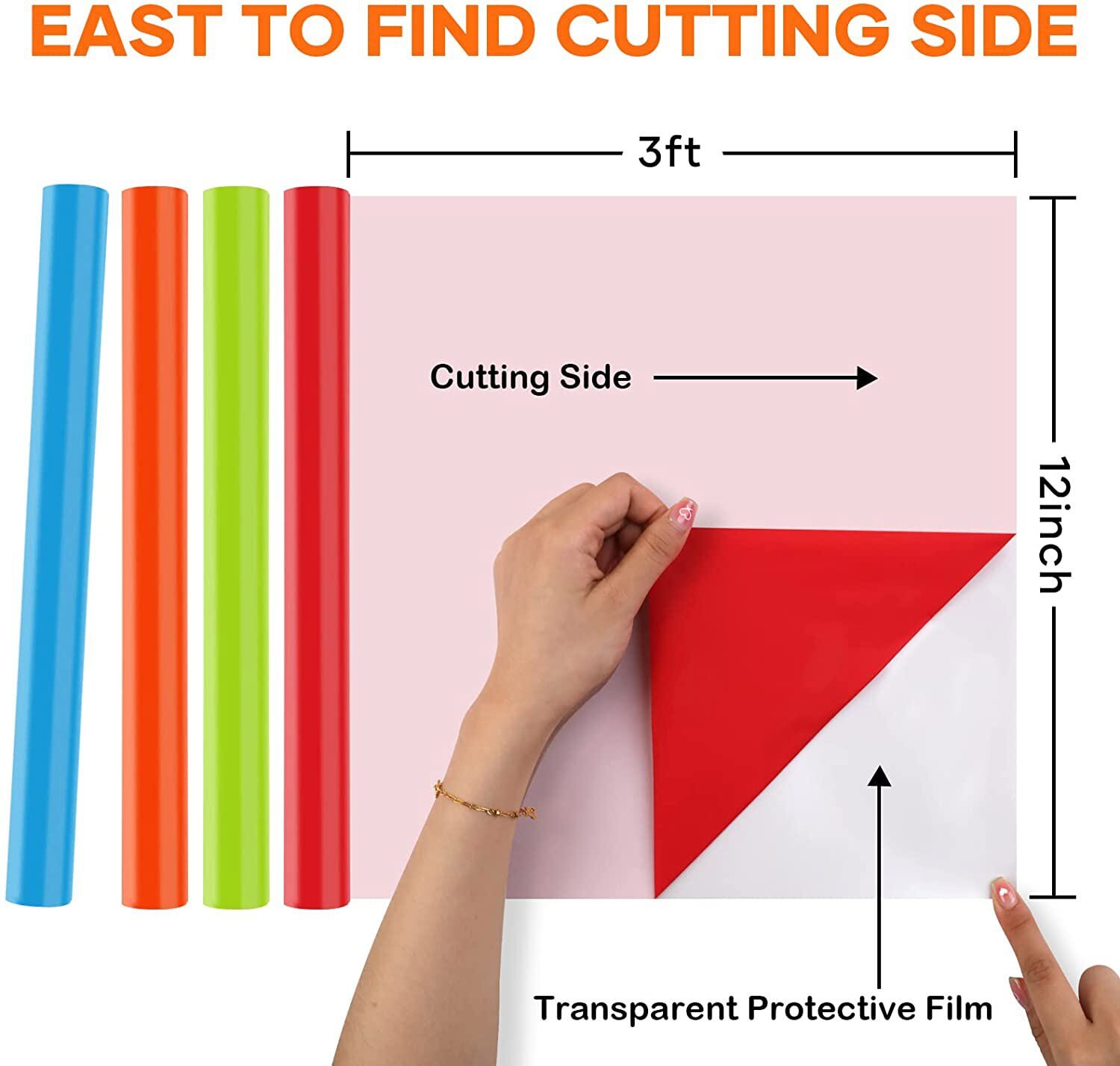 HTV Heat Transfer Vinyl Bundle – 20 Pack 12” x 3FT Easy Cutting Iron on Vinyl