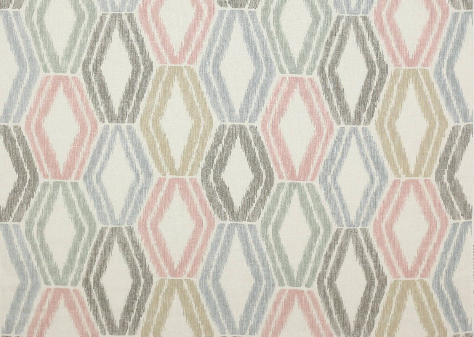JANE CHURCHILL CURTAIN FABRIC Alexis 3.8 METRES PINK/AQUA LINEN BLEND EDEN COLL