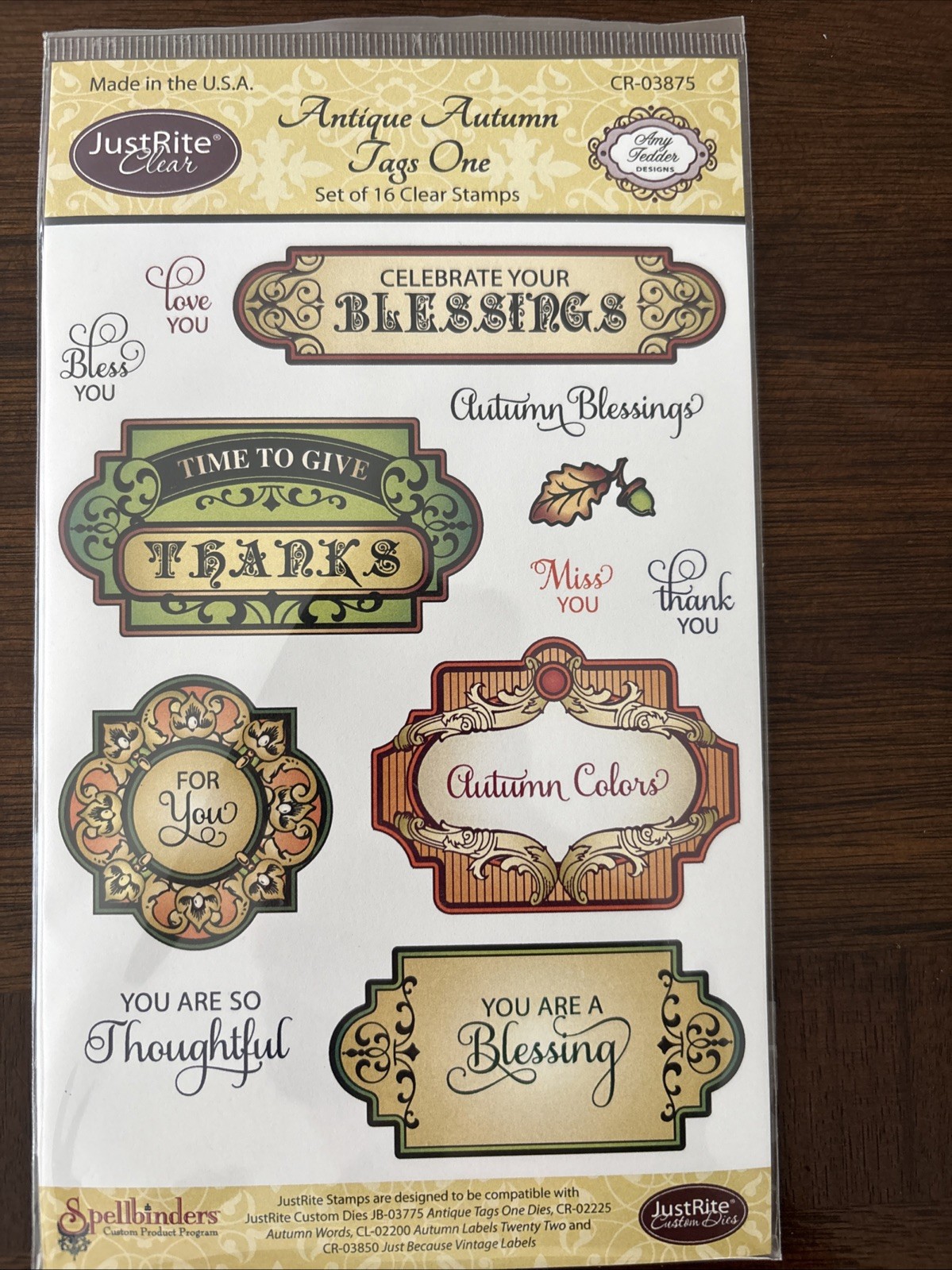 justrite stamp Clear Antique Autumn Tags One