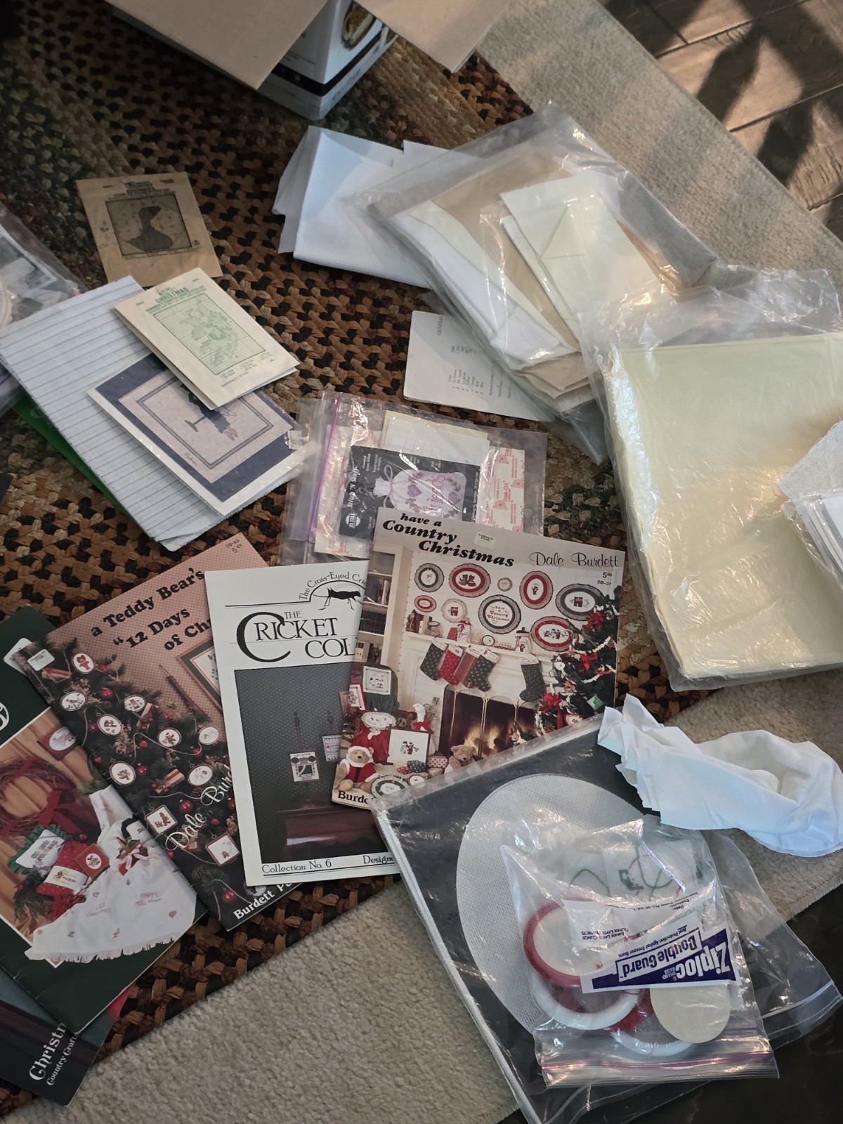 Huge Vintage Lot Of Needlepoint Embroidery 20+ Books, Tons Of Patterns, Supplies