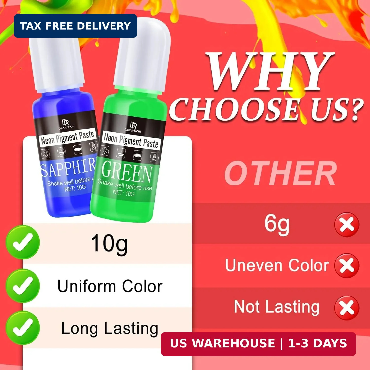 Neon Pigment Paste, 12 Colors Pigment Paste for Epoxy Resin, Opaque Resin Dye, V