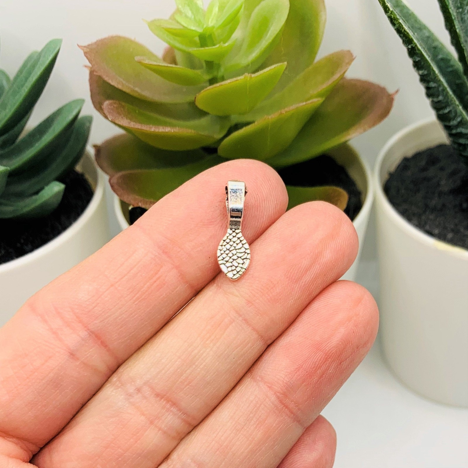 Silver Glue-On Leaf Jewelry Bails, 15x5mm – US Seller
