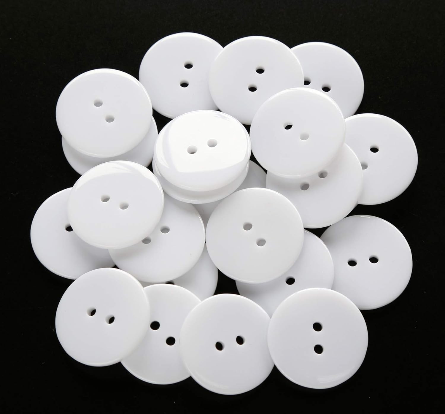 1 Inch (25mm) White Buttons Two Holes Resin Button for 25 millimeters,