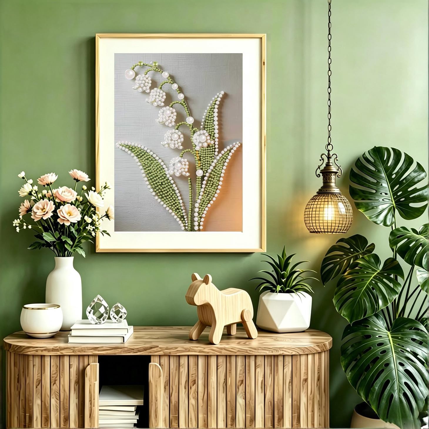 Lily of the Valley Pearl Diamond Painting Kits for Adults,5D Special Shape Di…