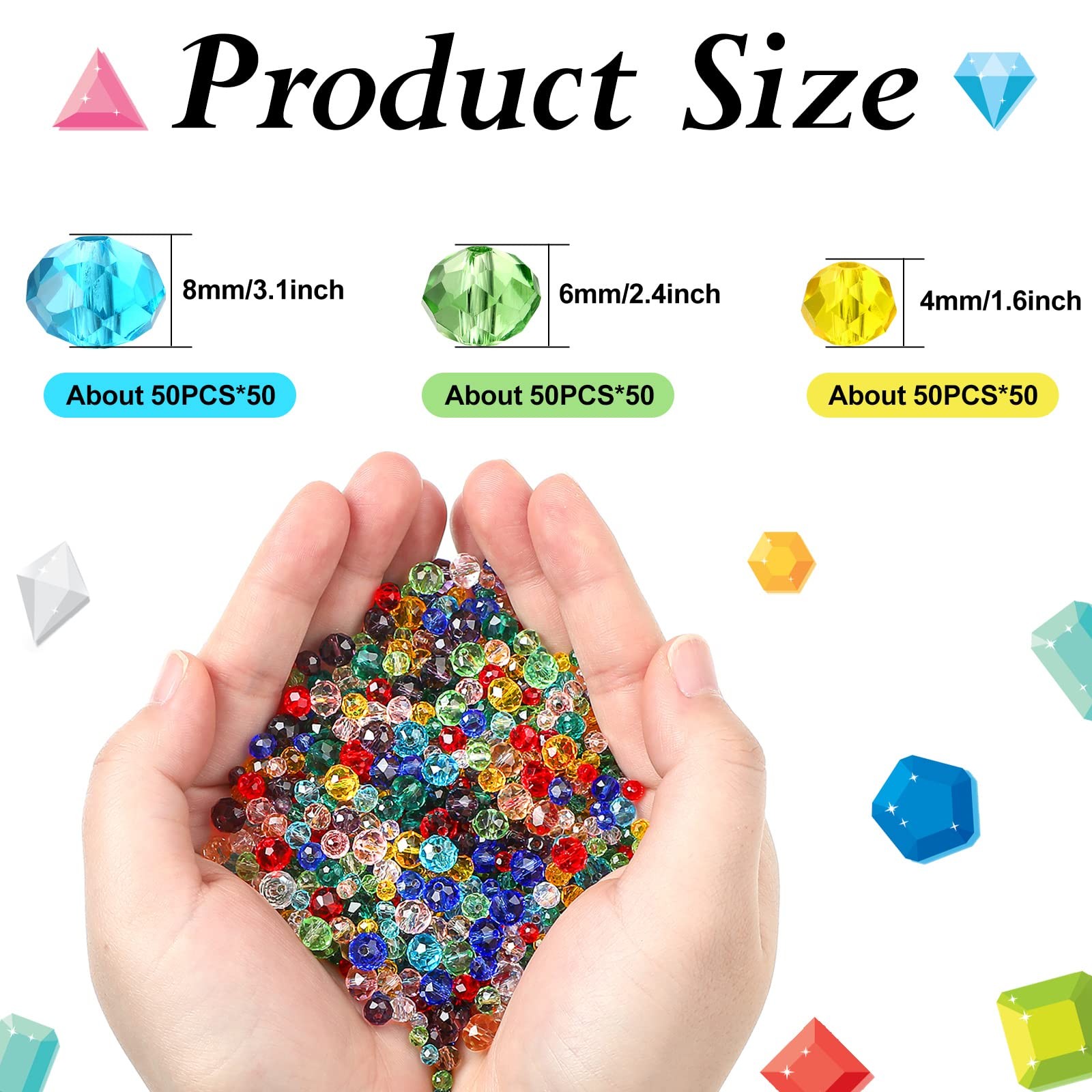 1000 Pcs Glass Beads Bulk Assorted Crystal Beads for Jewelry Making Colorful Fac