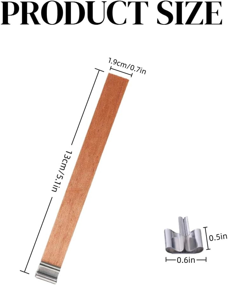 100-Pack Crackling Wooden Candle Wicks — Natural Thick & Smokeless, 0.75 X 5.12