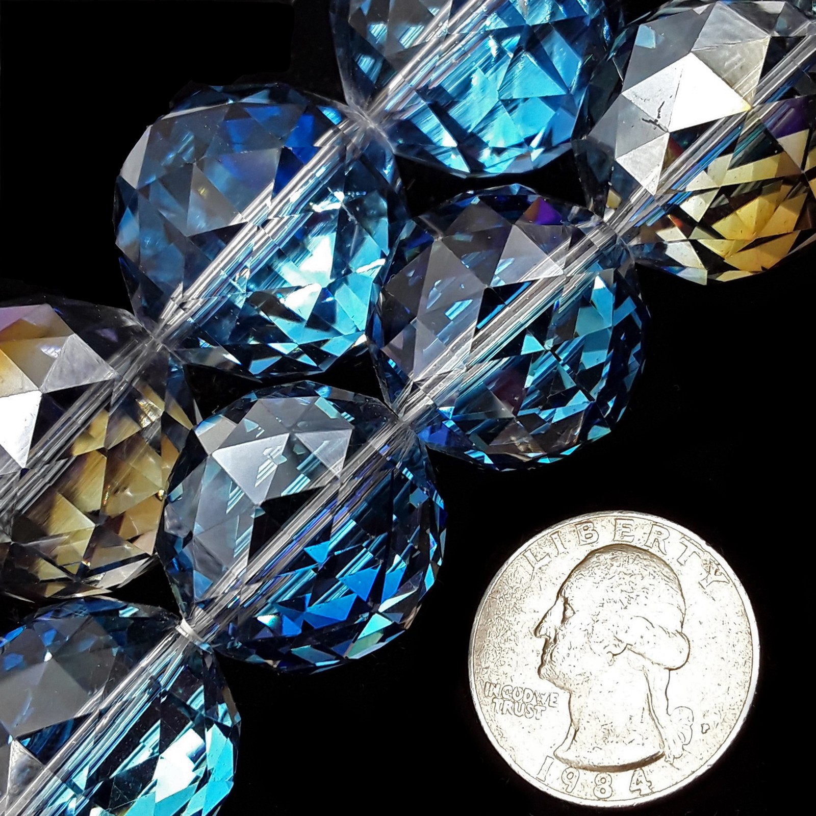 Clear Blue AB Crystal Glass Faceted Balls Chandelier Sun Catcher Beads 24mm 30mm