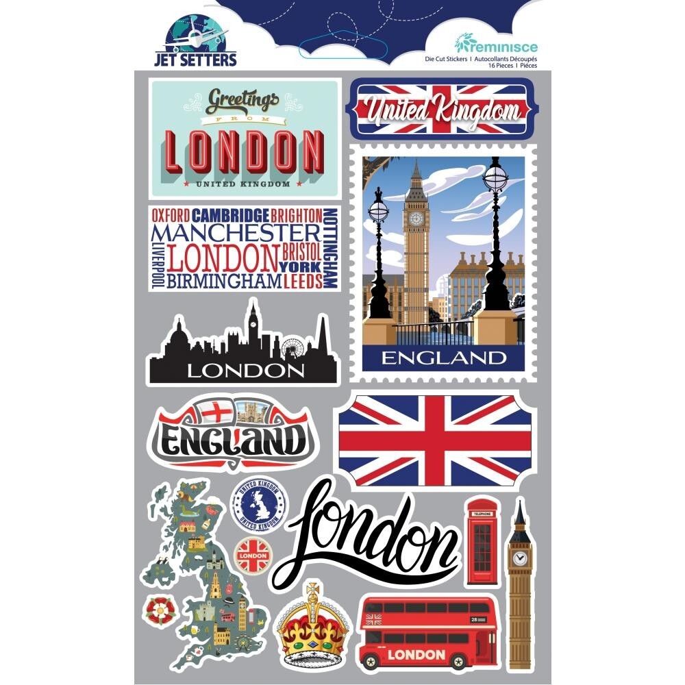 Crafts Stickers 3D United Kingdom England London Map Flag Ben Tourist Bus Stamp