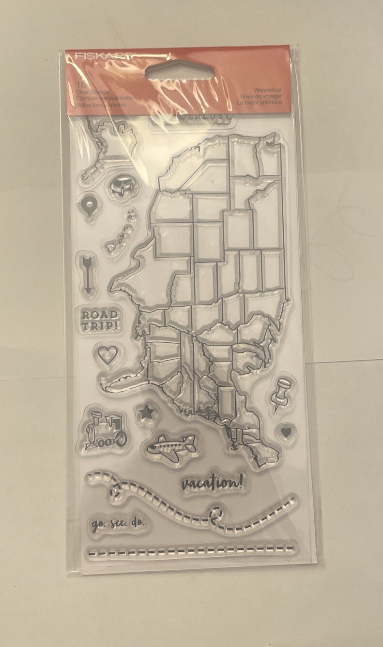Fiskars Wanderlust Stamps 18 Clear Stamps Included