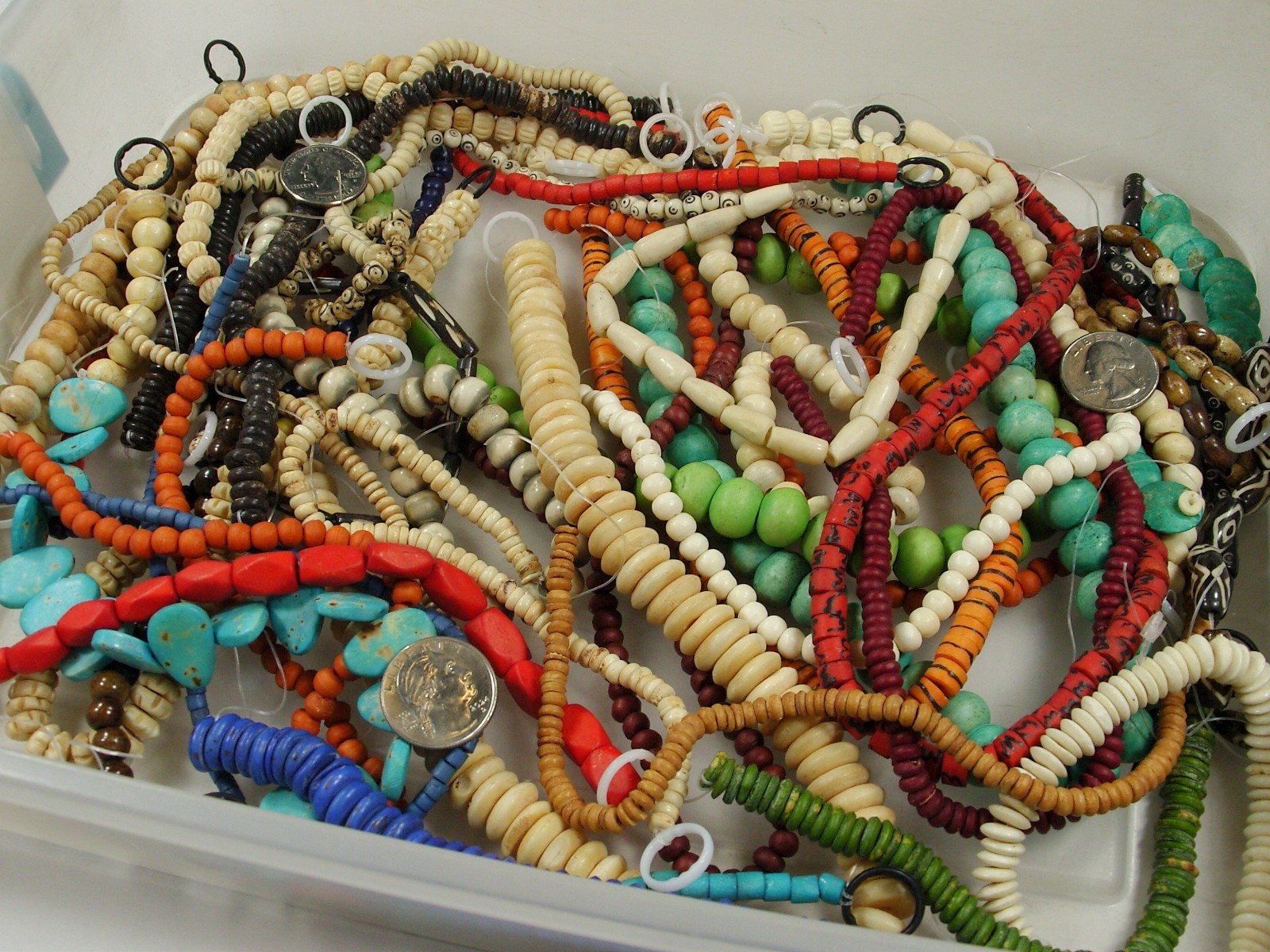 2 Pounds Odds and Ends India Handmade Water Buffalo Bone Beads Lot (AXP-5) ⭐