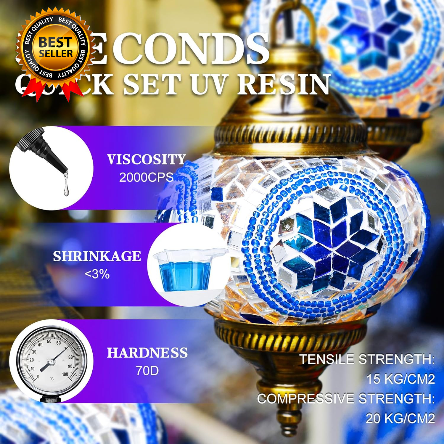 UV Resin Kit with Light 60G UV Glue for Bonding & Curing in Seconds Professional