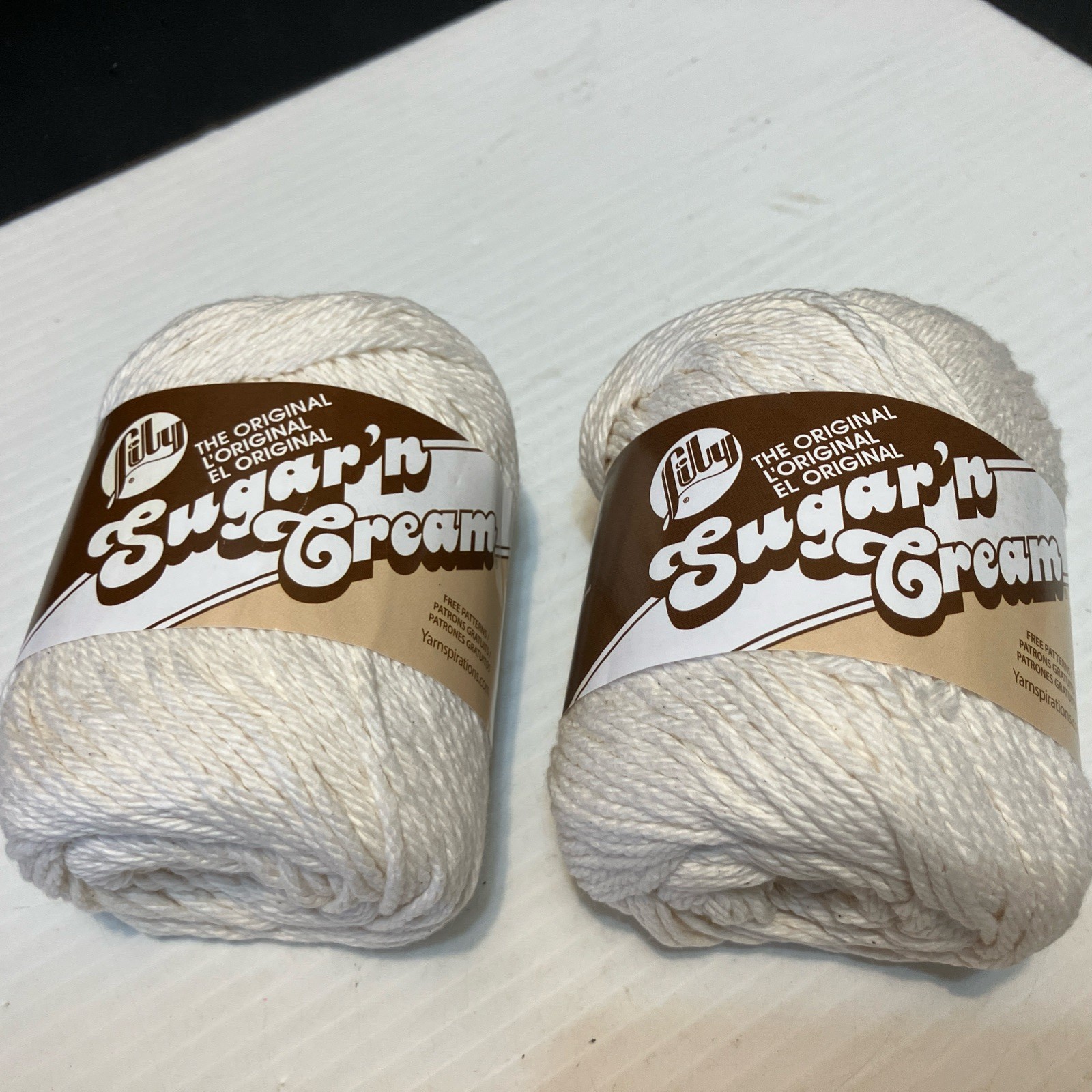 NEW 2 Skeins Lily Sugar’n Cream Cotton Yarn Solid Ecru (off White) 2.5 Oz 4 Ply