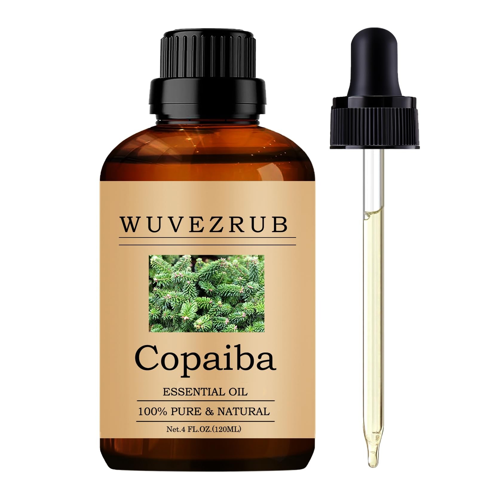 Copaiba Essential Oil, 120ML Pure and Natural for 4 Fl Oz (Pack of 1), Amber