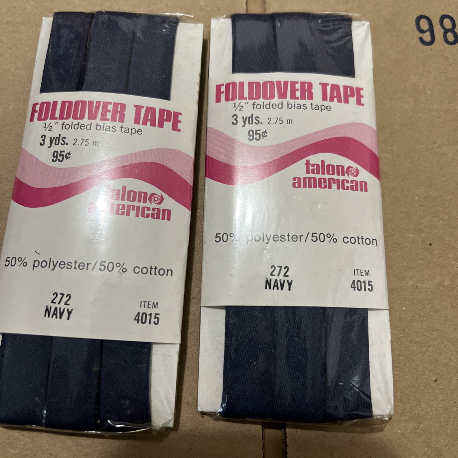 Vintage Talon american Foldover tape 272 Navy lot of 2