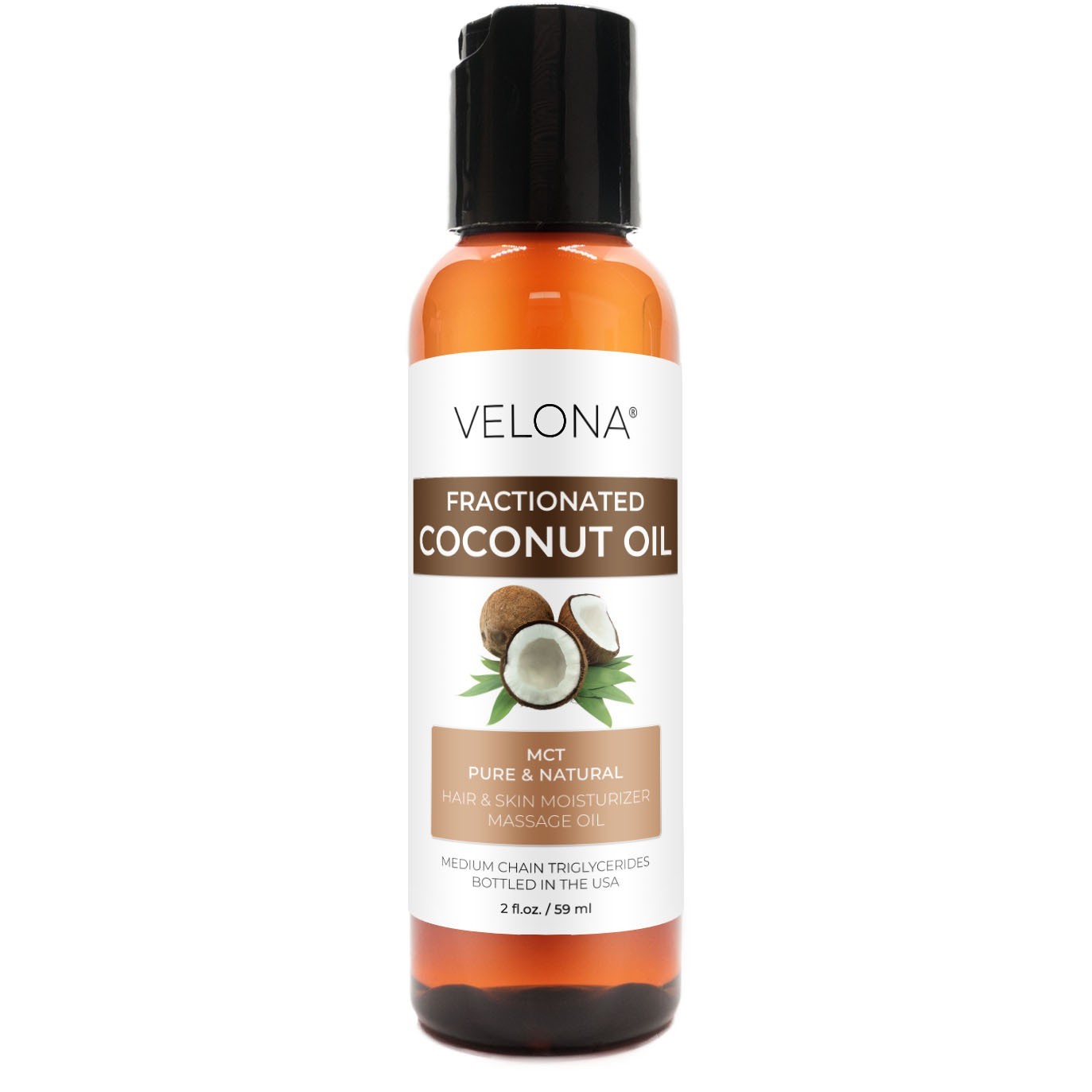 Coconut Oil by Velona – 2oz-7lb Fractionated Ultra Refined Skin Face Body Hair