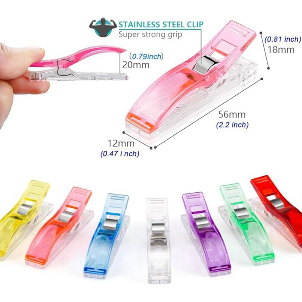 50Pcs 7 Colors Large Sewing Clips Fabric Clips Jumbo Wonder Clips Office Clamps
