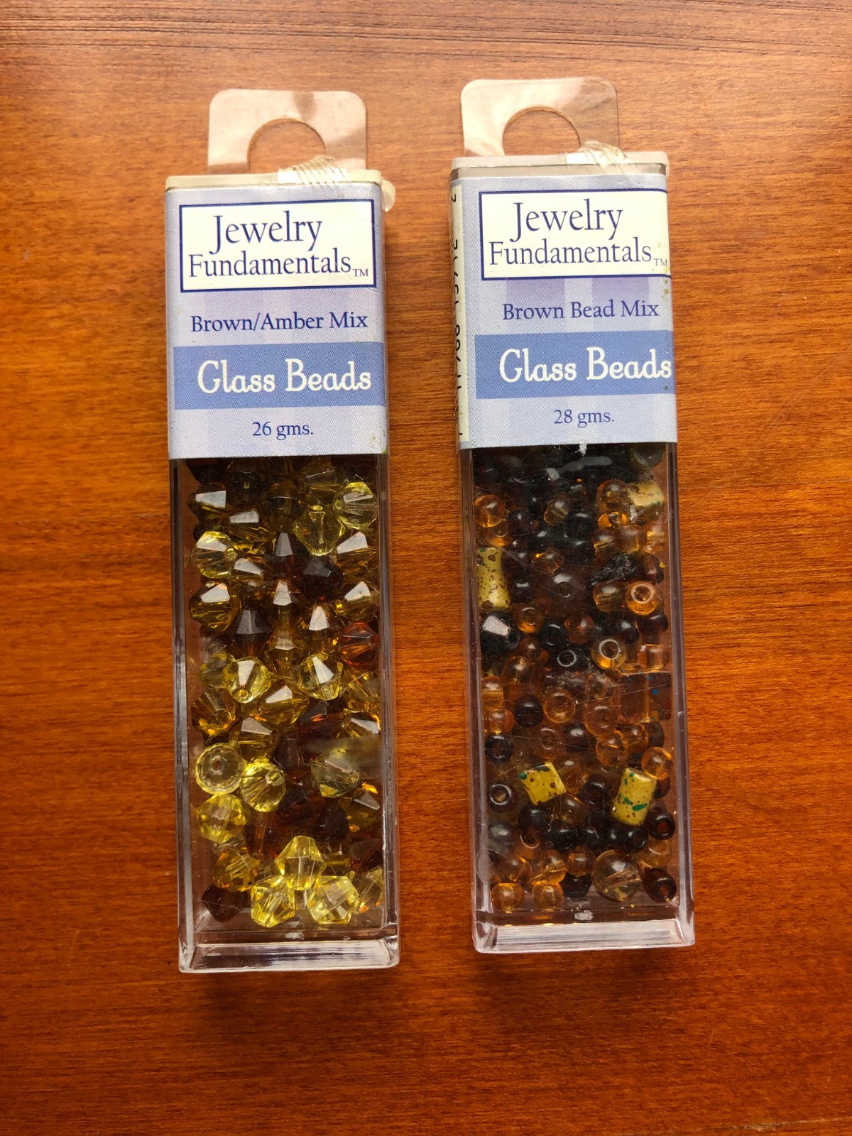 Lot of 2 Jewelry Fundamentals Glass Beads – Brown Mix, Brown/Amber Mix – Opened