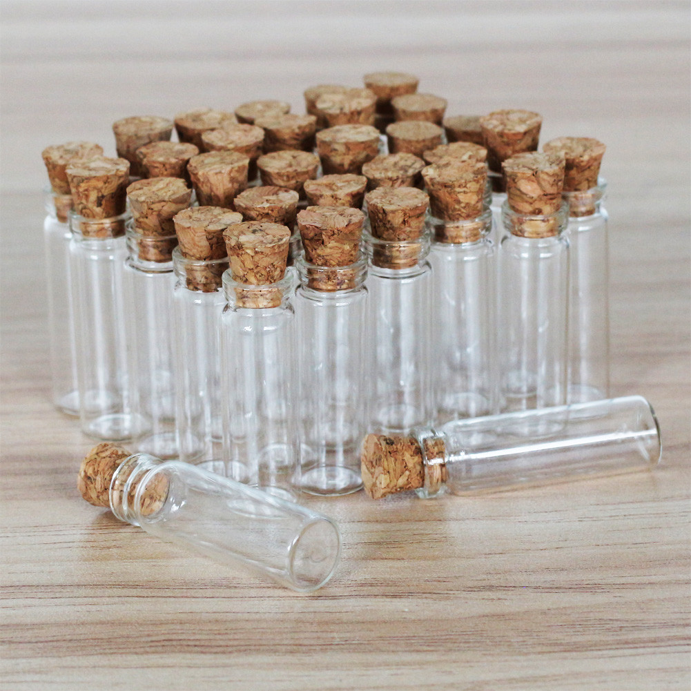 50/100/200Pcs 2ML Clear Glass Bottles with Corks Containers Jars Bottle Vials