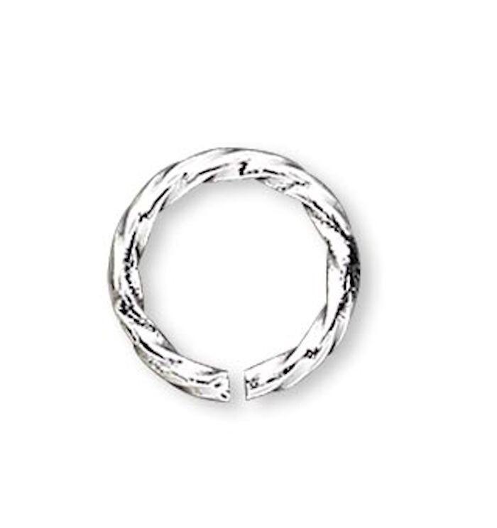 100 Silver Plated Brass 20 Gauge 6mm Twisted Round Jump Rings with 4.4mm ID