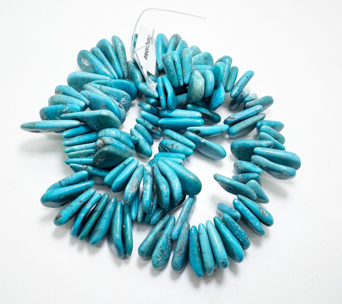 Natural Blue Arizona Kingman Turquoise Flat Teardrop Gemstone Beads PGS370TQ05