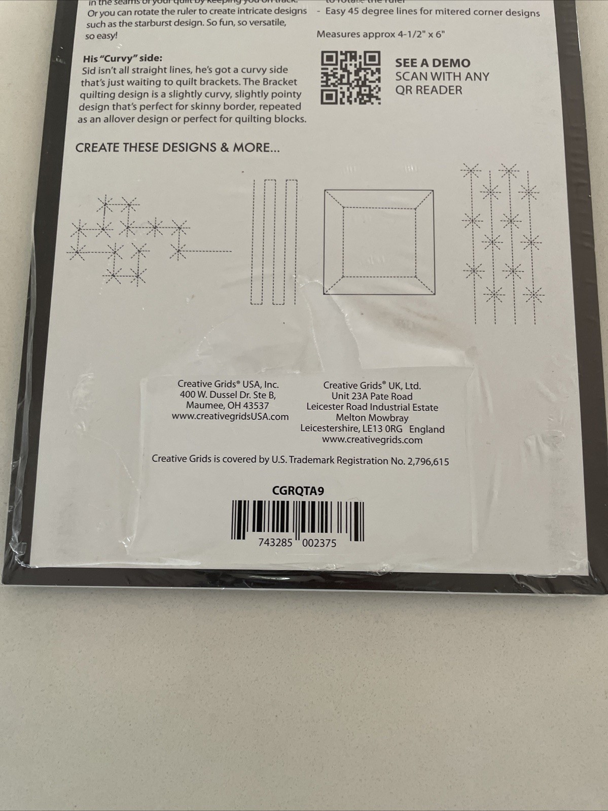 Genuine Creative Grids Non-Slip Machine Quilting Tool – Sid By Angela Walters