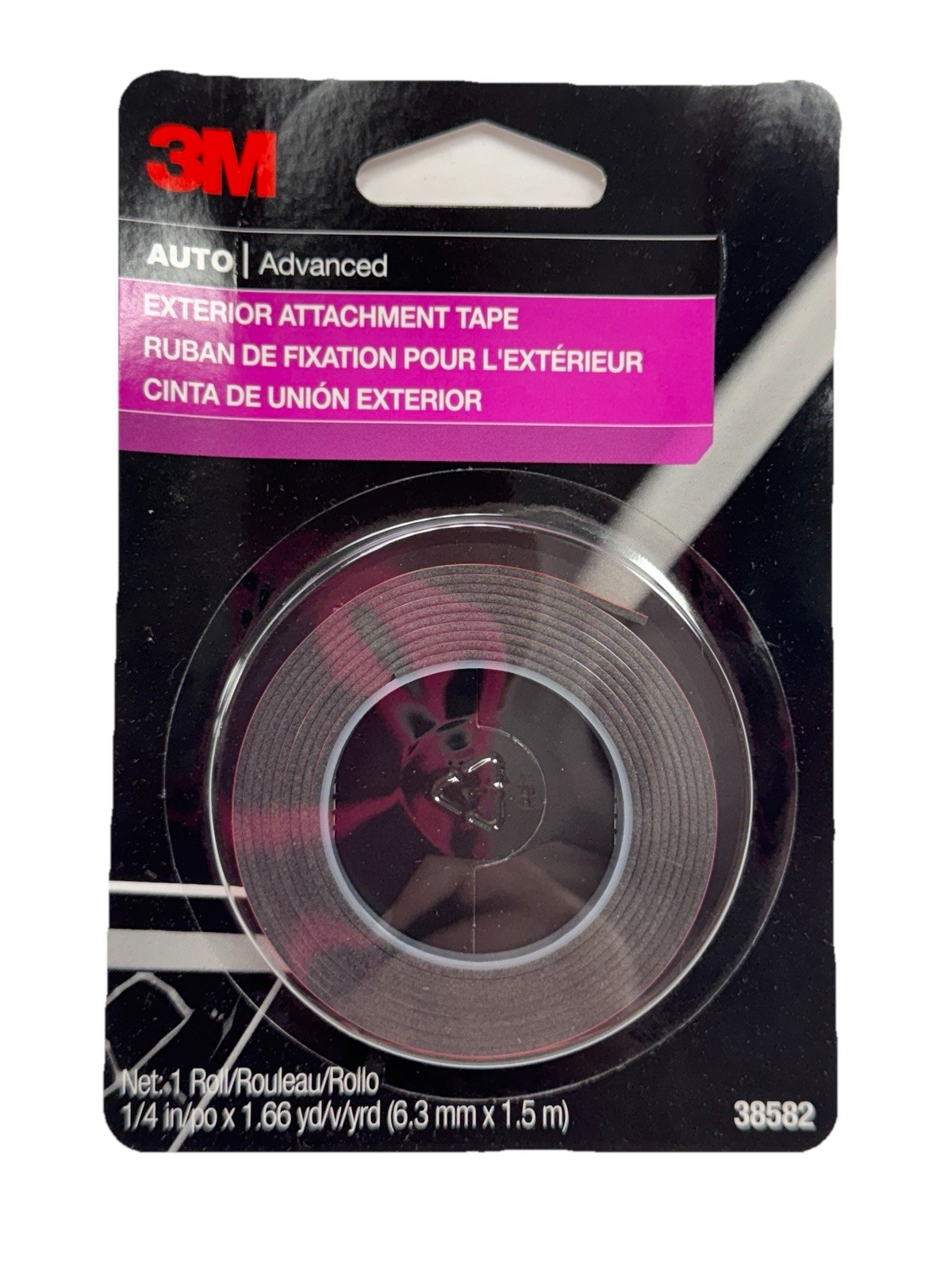 3M Auto Exterior Attachment Tape, Auto Tape Double Sided 38582, 1/4 in x 5 ft