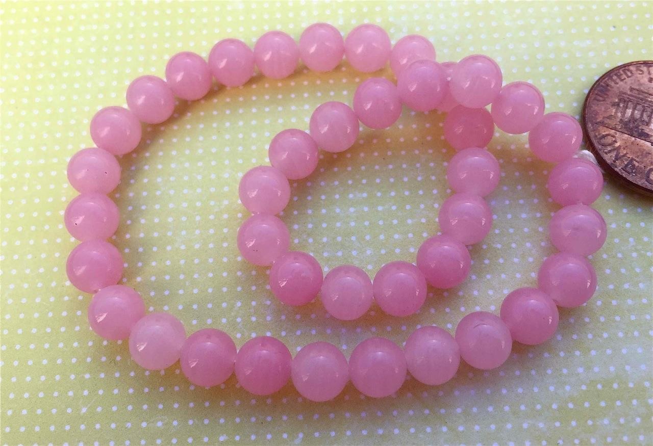 Vintage 7mm Pink Glass Beads Japan 24