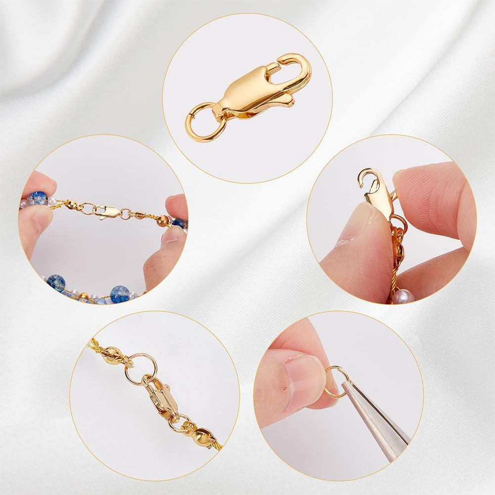 1 Box 20Pcs Lobster Claw Clasps 12X6X3Mm 18K Gold Plated Brass