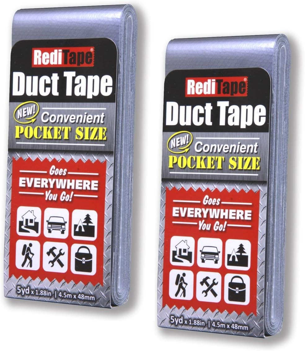 Travel Size Pocket Duct Tape 2-Pack – Compact Flat Small Mini Rolls