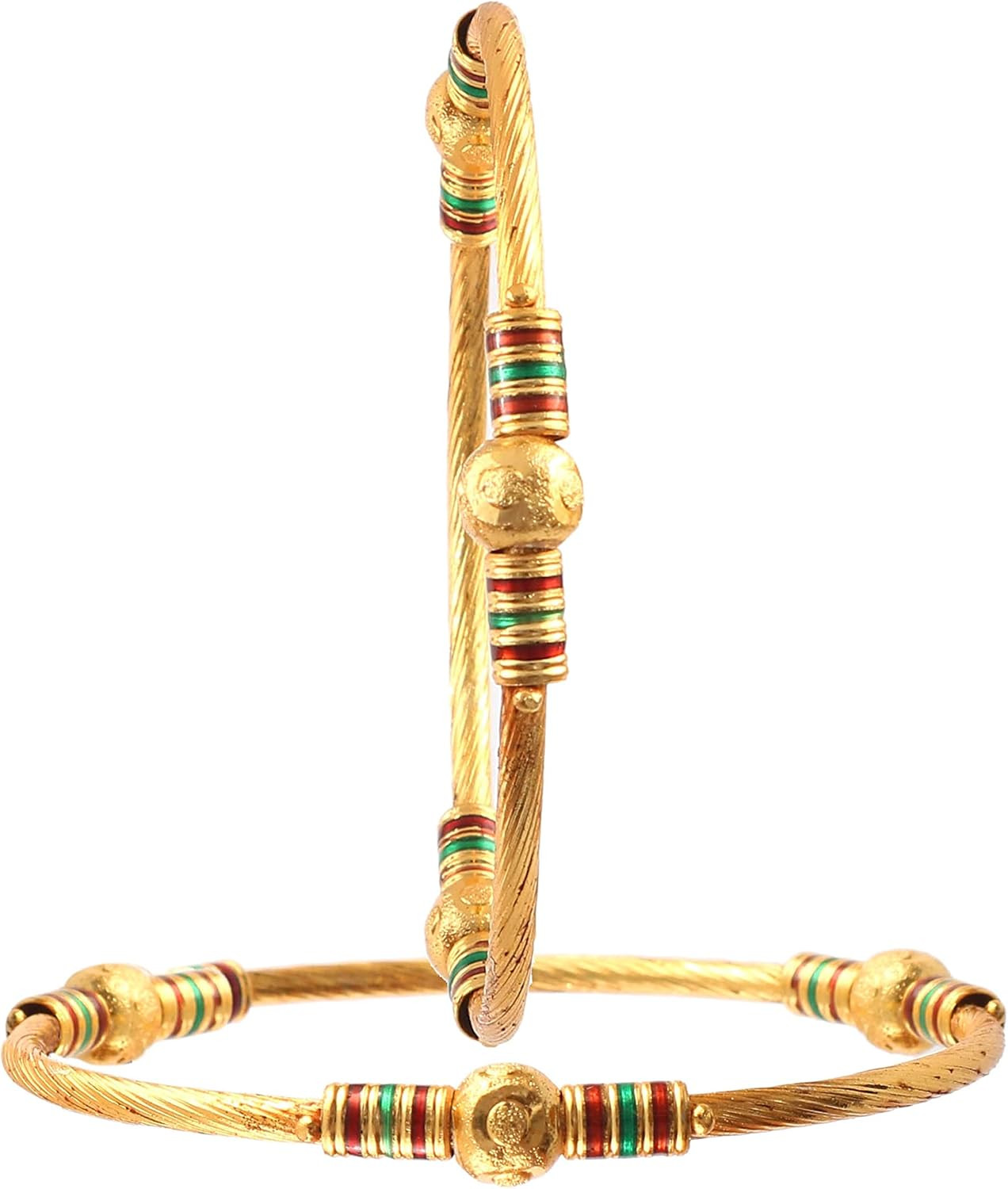haat Bangles 2 Piece Kada Gold Plated Daily Use Handmade Meena Work Jewelry for