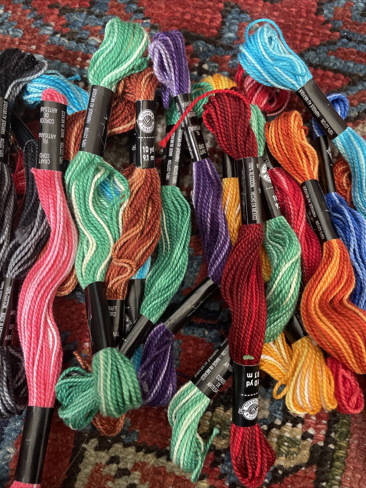NEW Lot of 23 Loops & Threads 10 Yards Craft Cord Assorted Colors Variegated