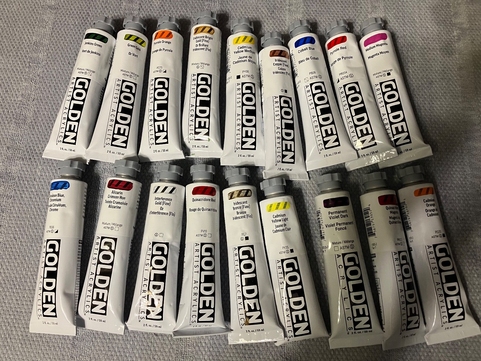 Golden Artist Colors heavy duty acrylics 2oz. LOT of 14 different HIGH SERIES