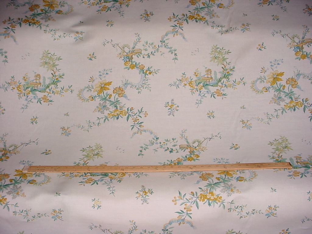 5-3/8Y GP & J Baker R1370 Tali Aqua Butter Printed Floral Upholstery Fabric