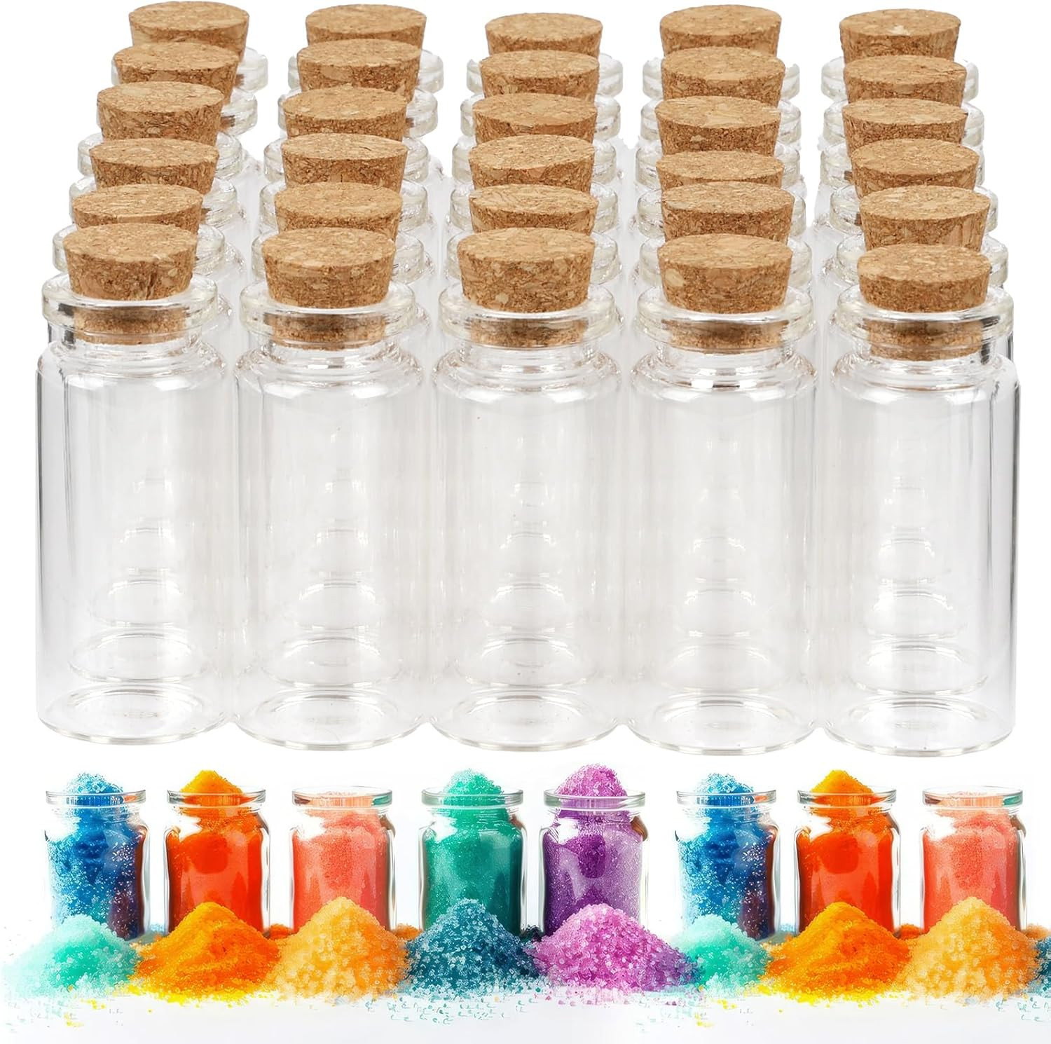 30 PCS Mini Glass Bottles, 10Ml Small Glass Bottles, Vials Cork Stoppers, Spell