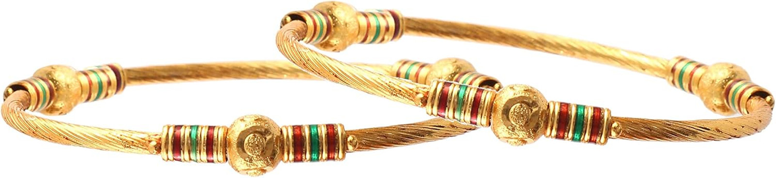 haat Bangles 2 Piece Kada Gold Plated Daily Use Handmade Meena Work Jewelry for