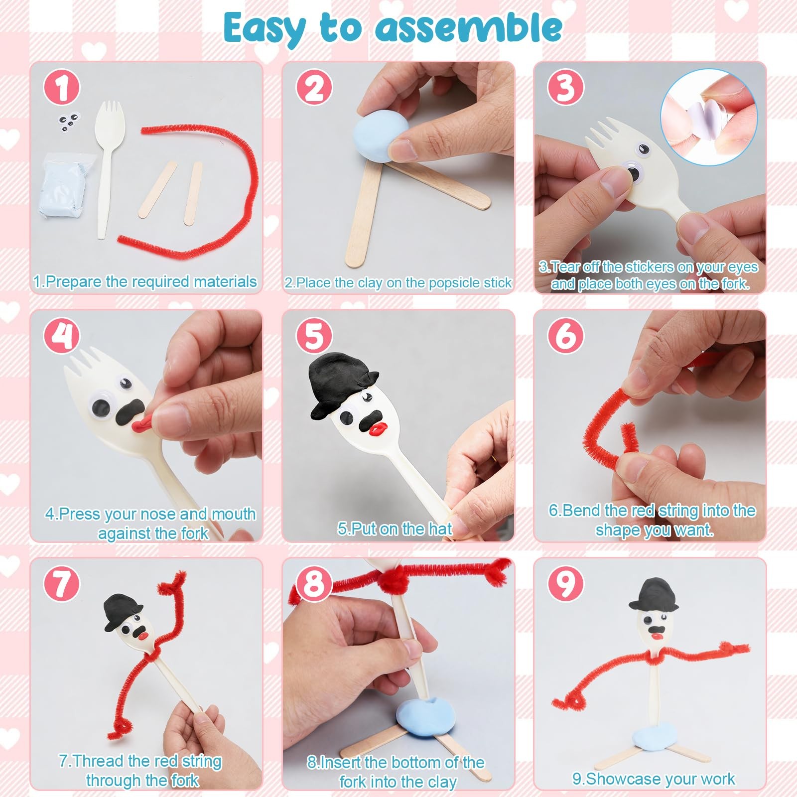 100 Pcs Fork Creativity Set-Arts & Crafts Supplies with Plastic Large, white