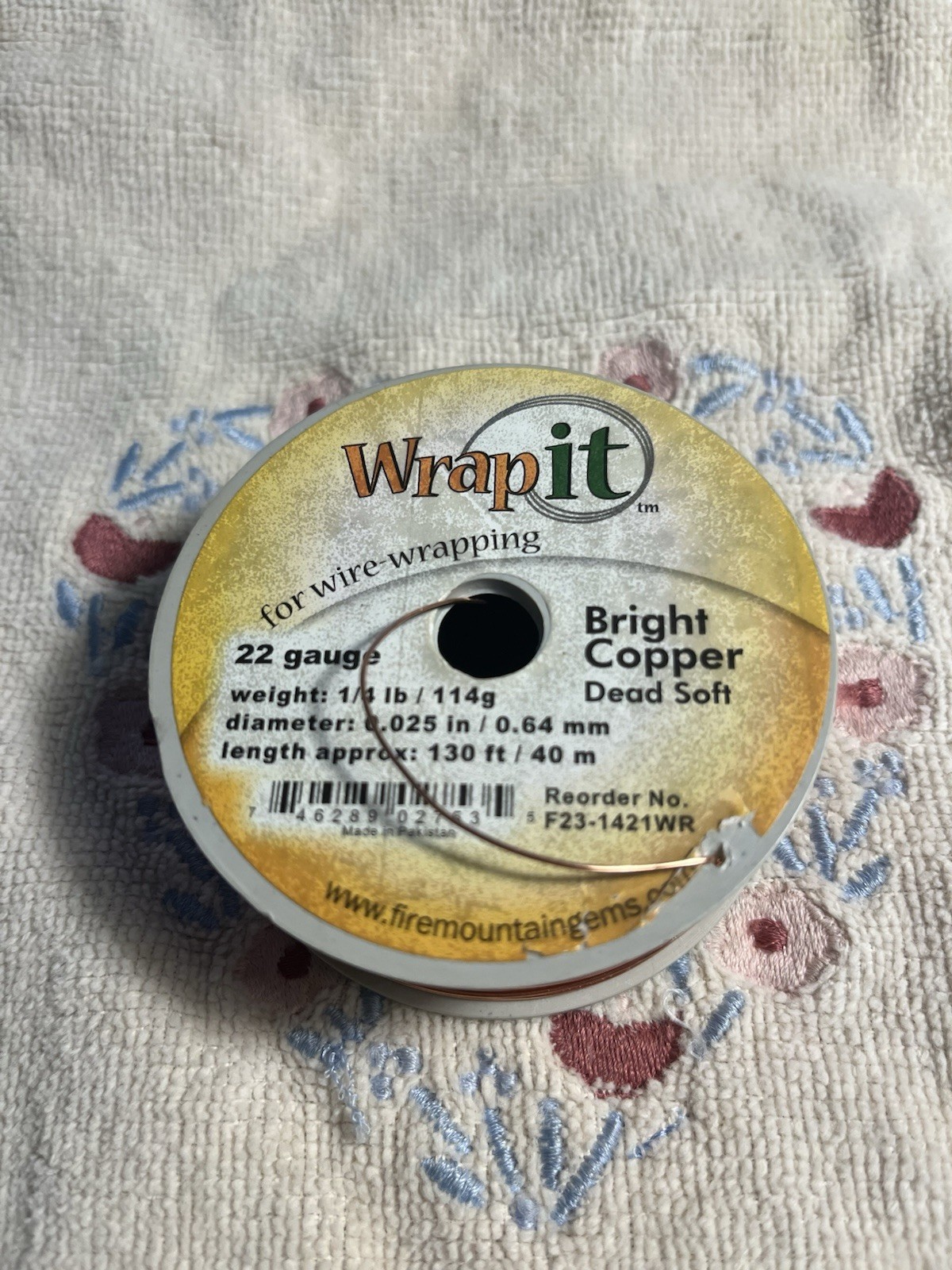 Wrap it Bright Copper Wire 22 Gauge Dead Soft Spool 130ft .025″(.64mm) Unused