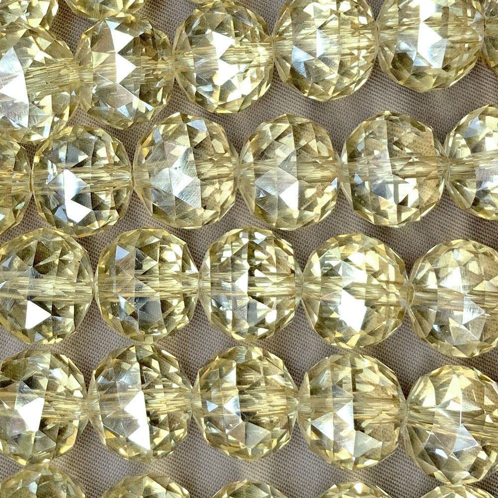 Wheat Satin Yellow 14mm Large Round Ball Chinese Crystal Glass Q8 Beads Per Pkg