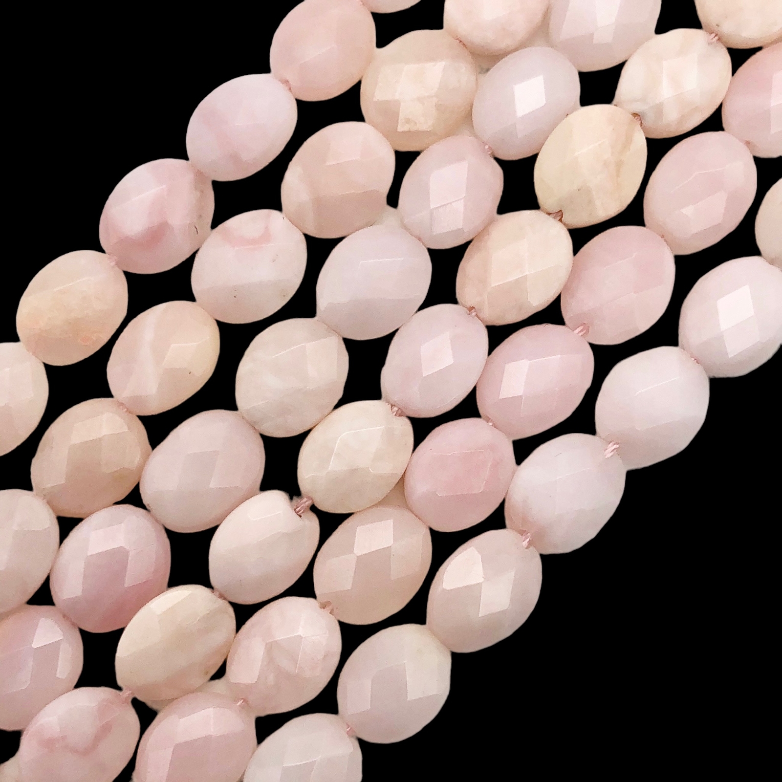 Pink Natural, Untreated Peruvian Opal Faceted Coin 10x7x3mm | 4 Beads |