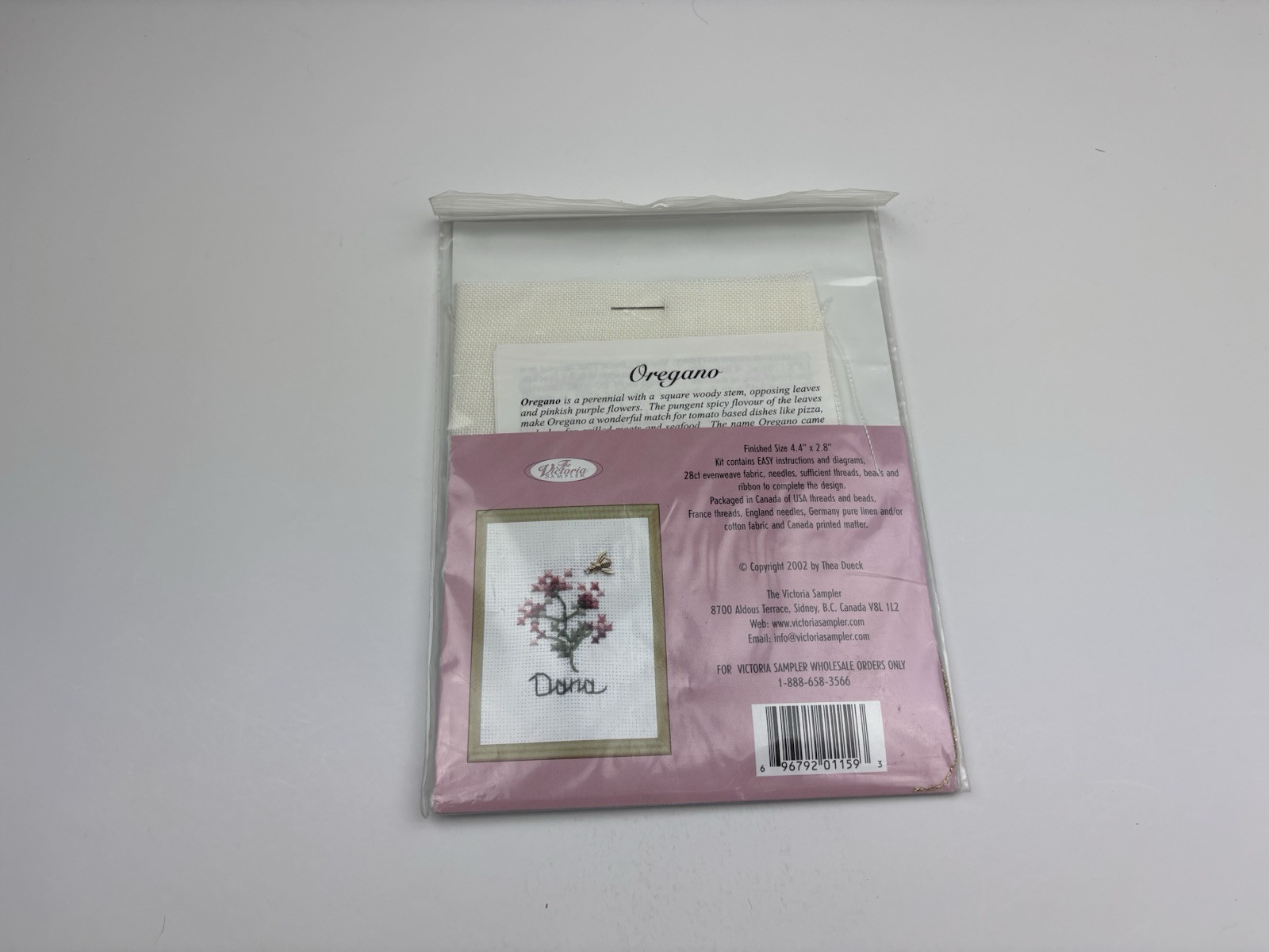 The Victoria Sampler Herbal Sachet Kit Oregano Cross Stitch Kit 3R