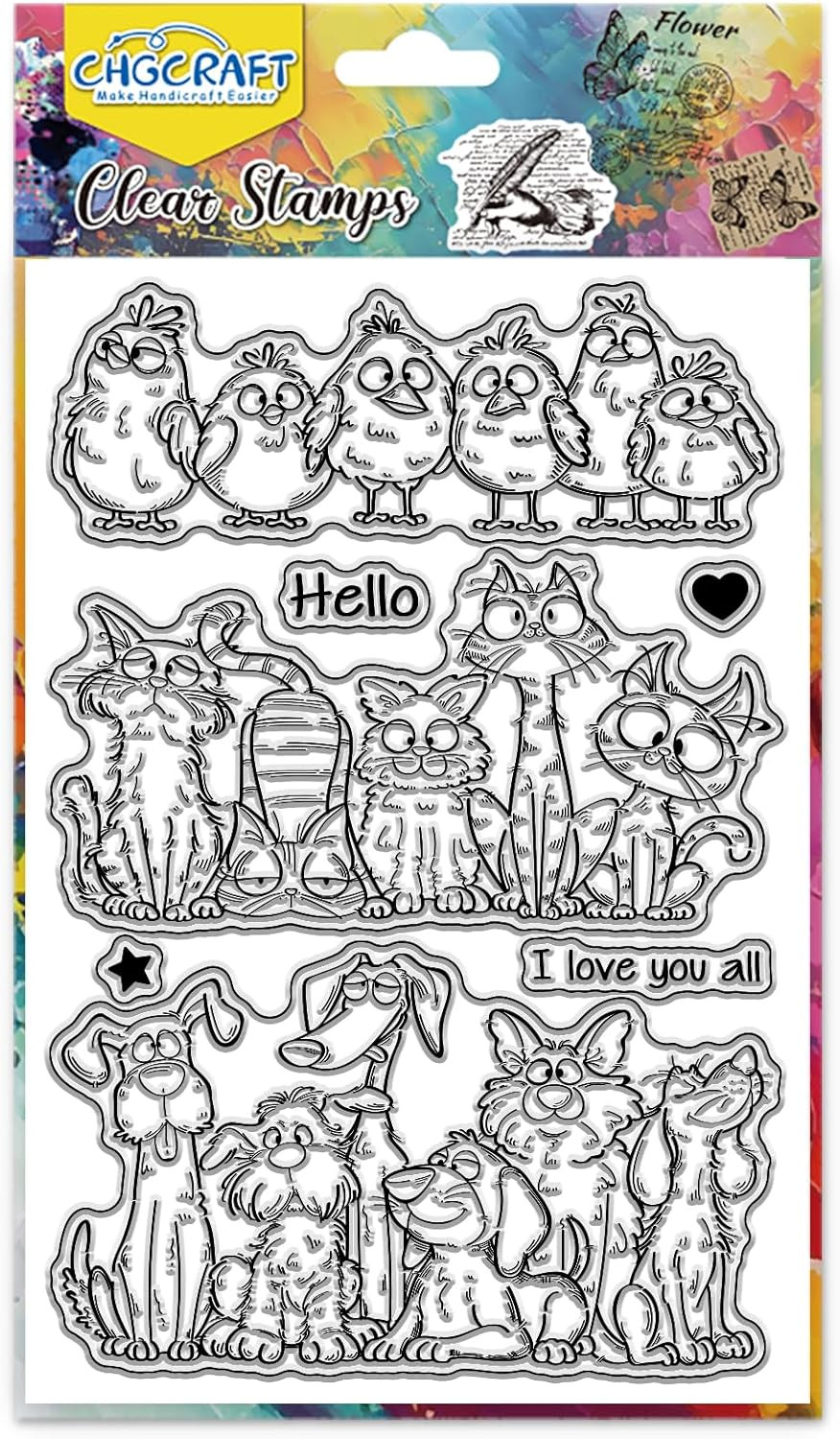 Funny Cat Dog Bird Clear Stamp Silicone Clear Stamps Transparent Handi