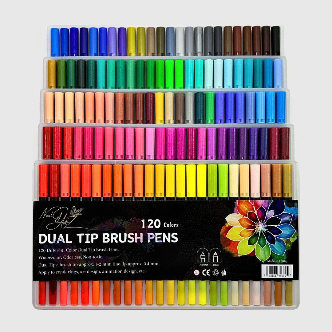 120 Color Dual Tip Watercolour Pen Fine and Brush Tip Markers for Adults & Kids