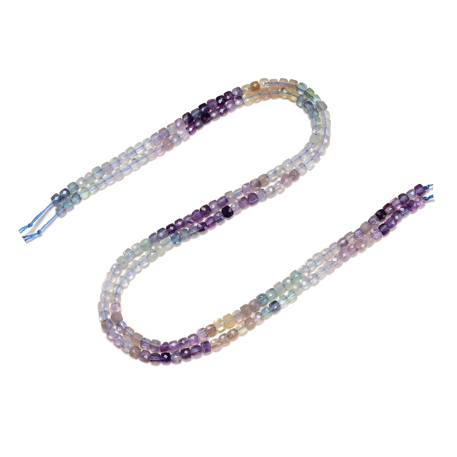 Natural Gradient Rainbow Fluorite Faceted Cube Beads Size 6mm 15.5” Strand