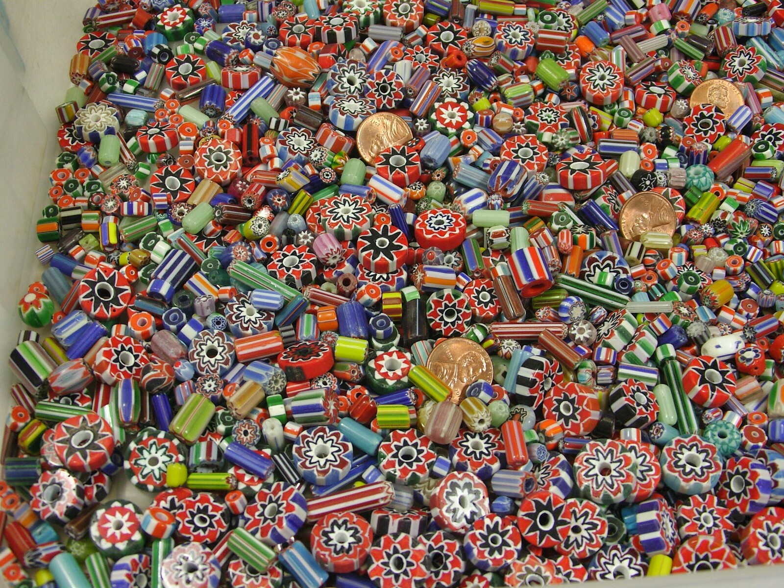 2 Pounds Assorted Shapes & Sizes India Handmade Chevron Glass Beads Lot (KK-87)