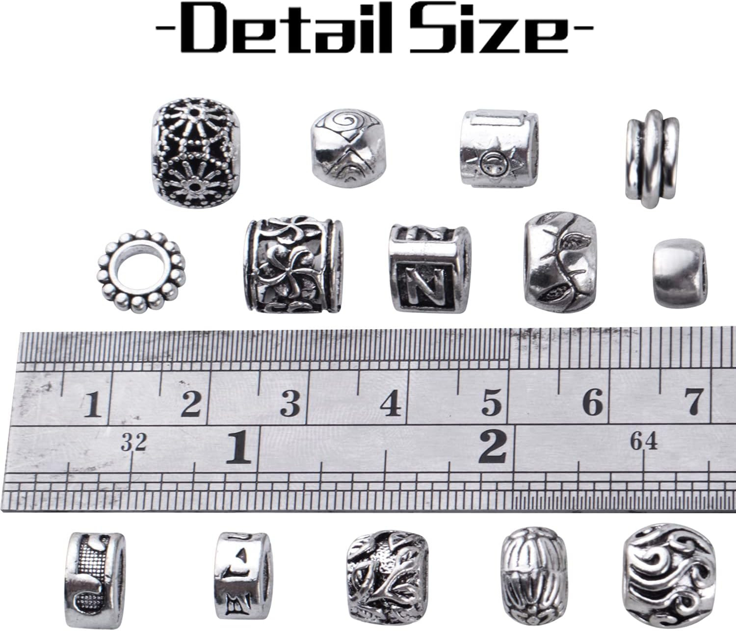 100pcs Tibetan Antique Silver Large Hole Spacer Beads for Jewelry